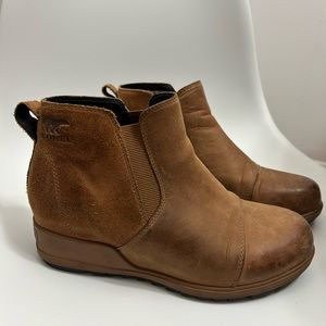 Sorel Evie Wedge Leather Ankle Boots